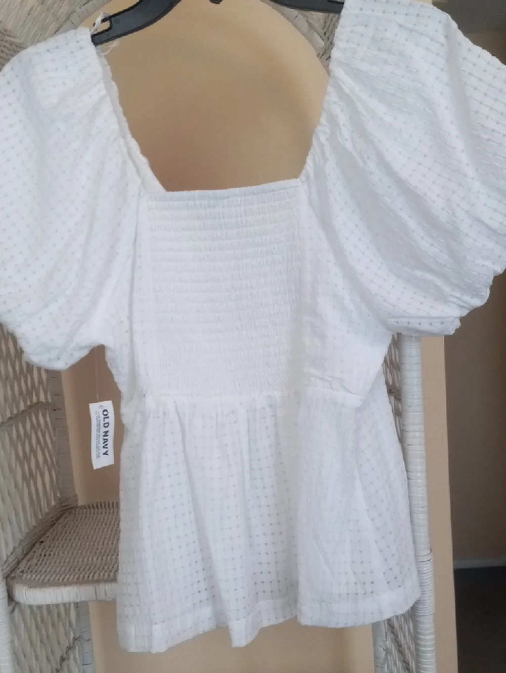 Old Navy White Puff Sleeve Square-Neck Blouse NWT